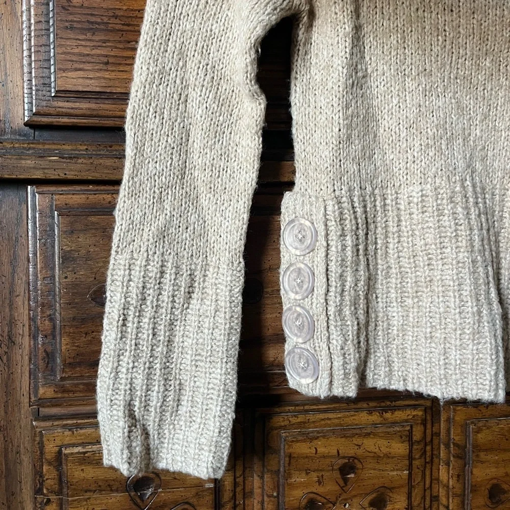 Daytrip Beige Cowl Neck Sweater with Buttons - Picture 7 of 8